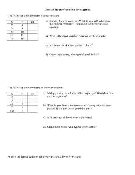 30 Direct Variation Worksheet Answers | Education Template